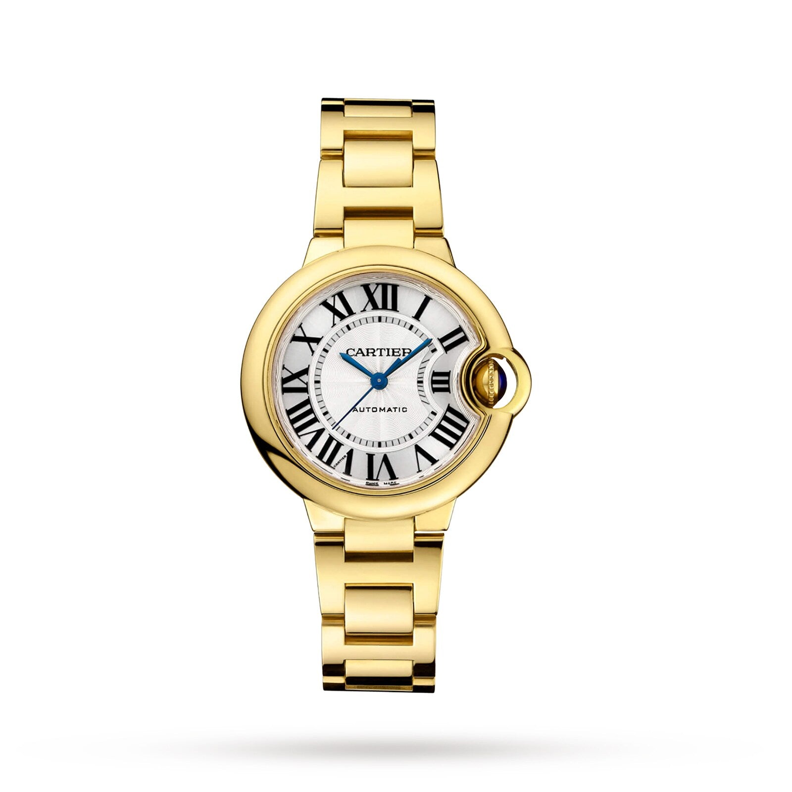 Ballon Bleu de Cartier 33 Watch - 33mm, 18K Yellow Gold, Silver Dial, Gold Bezel