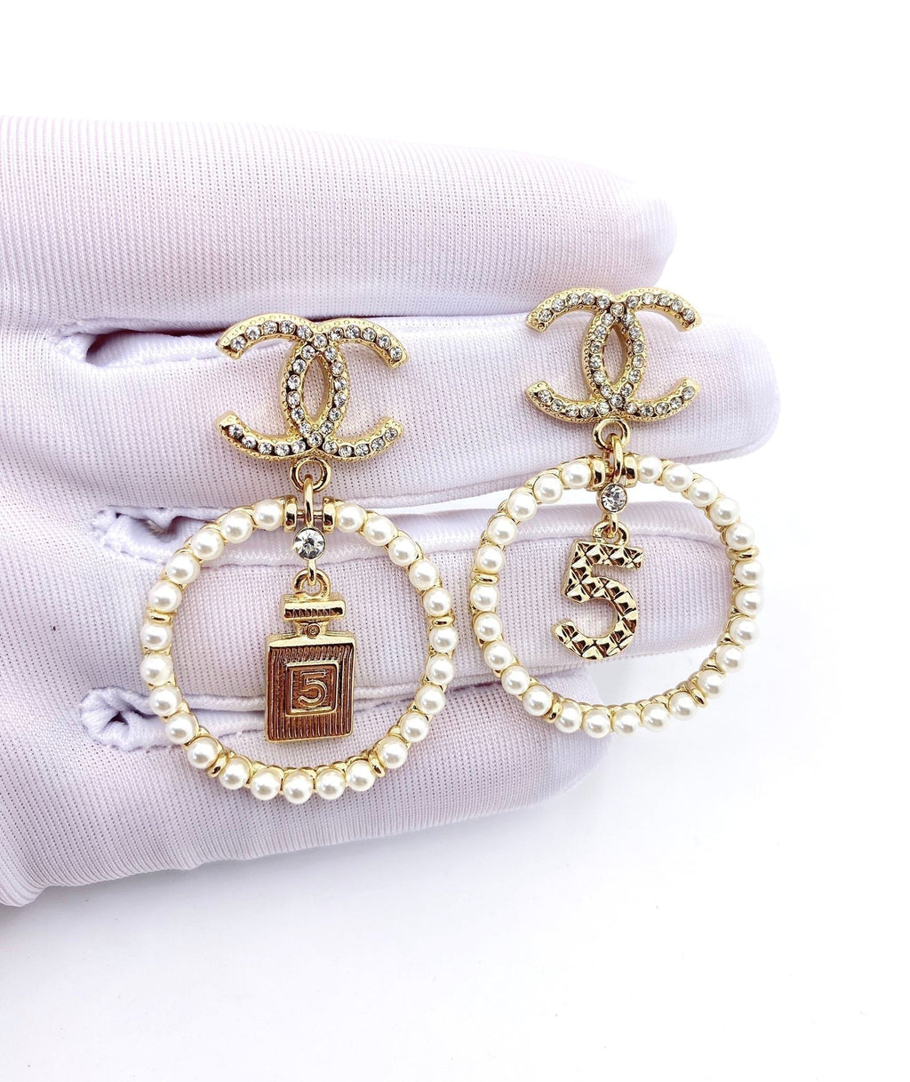 Chanel No.5 Perfume Bottle Earrings - 18K Yellow Gold