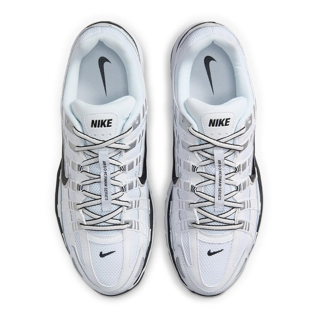 Nike P-6000 White Metallic Silver Black Sneakers