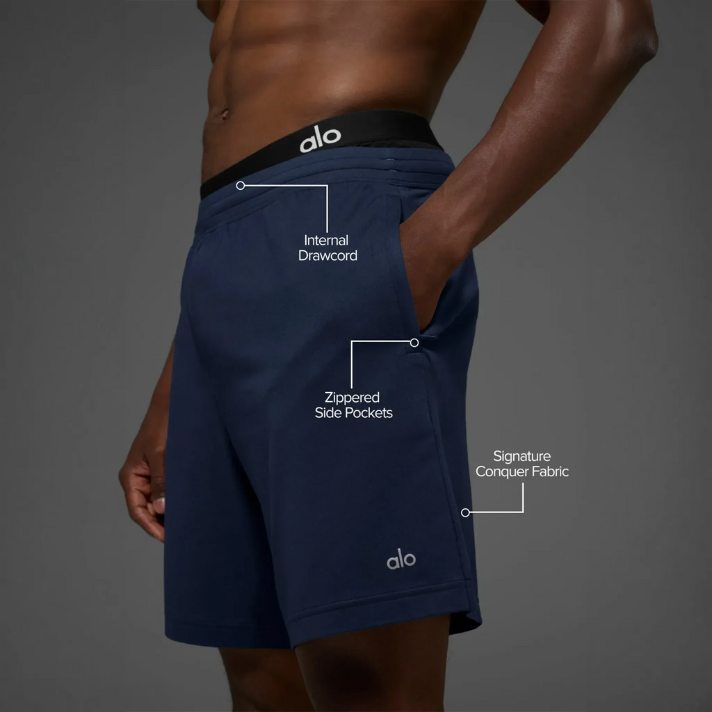Alo Yoga 7inch Conquer React Performance Navy Shorts