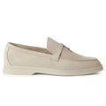 Loro Piana Summer Charms Walk Suede Pearl Powder Loafers