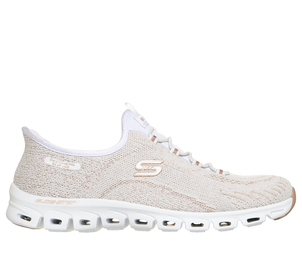 Skechers Slip-ins: Glide-Step - Copper Bloom, WHITE / ROSE GOLD